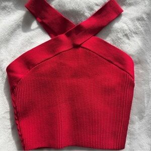 Elegant Red Women's Cross-Strap Top